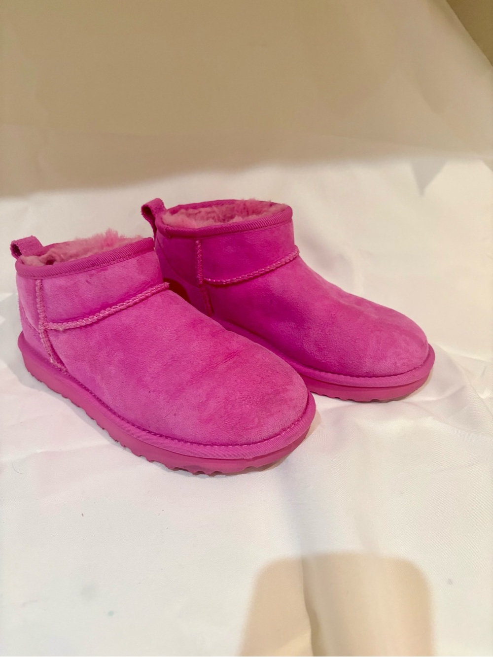 UGG Hot Pink Suede Shearling Ultra Minis Boot